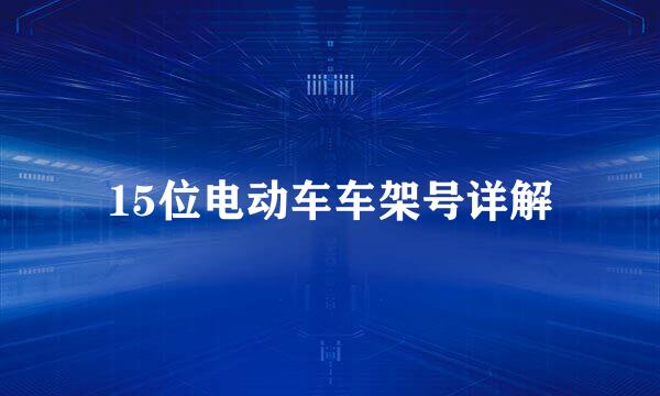 15位电动车车架号详解