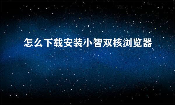 怎么下载安装小智双核浏览器