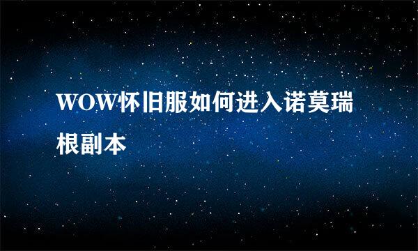WOW怀旧服如何进入诺莫瑞根副本