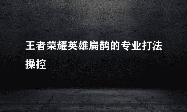 王者荣耀英雄扁鹊的专业打法操控