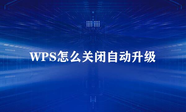WPS怎么关闭自动升级