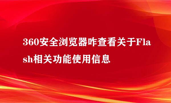360安全浏览器咋查看关于Flash相关功能使用信息