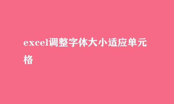 excel调整字体大小适应单元格