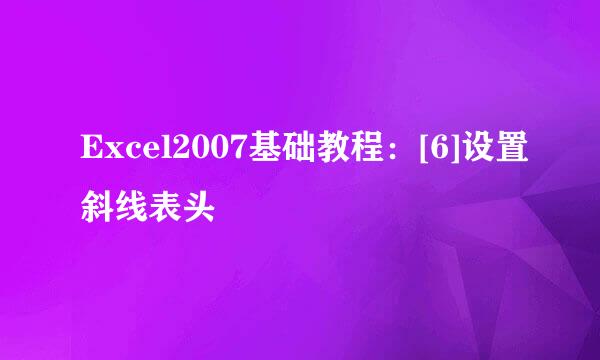 Excel2007基础教程：[6]设置斜线表头