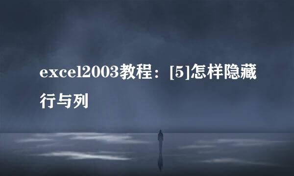 excel2003教程：[5]怎样隐藏行与列