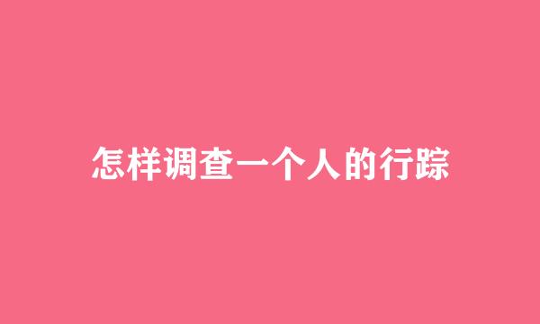 怎样调查一个人的行踪