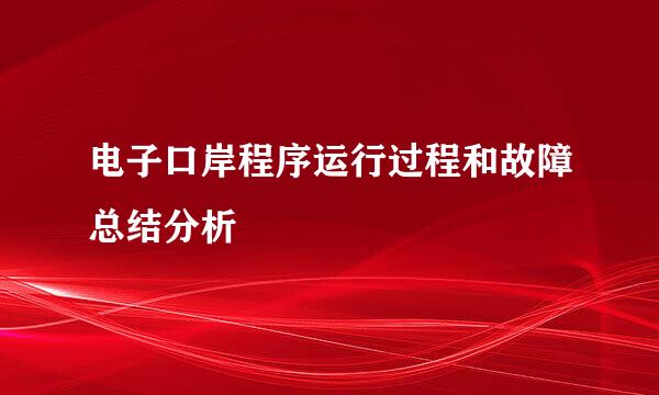 电子口岸程序运行过程和故障总结分析