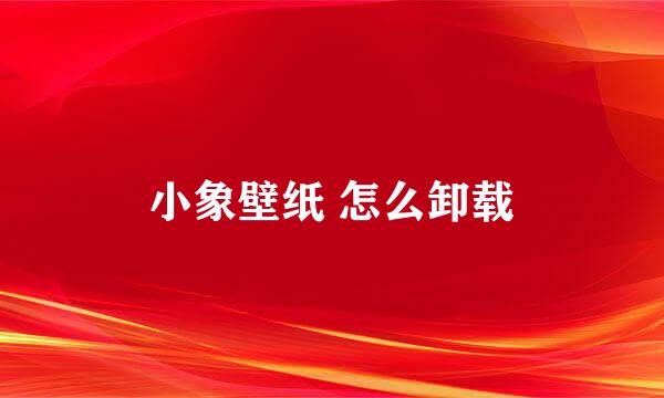 小象壁纸 怎么卸载