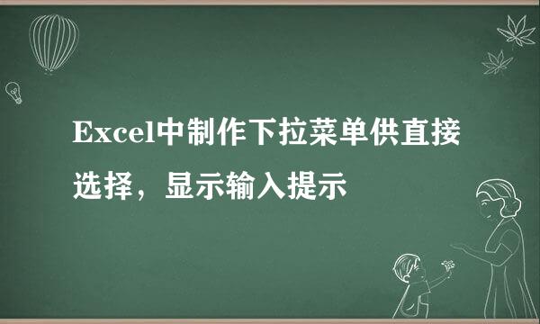 Excel中制作下拉菜单供直接选择，显示输入提示