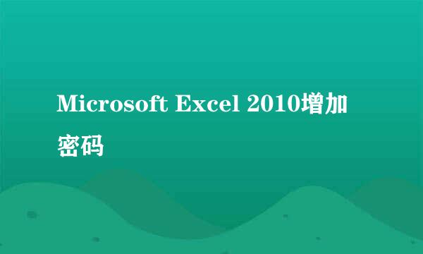 Microsoft Excel 2010增加密码