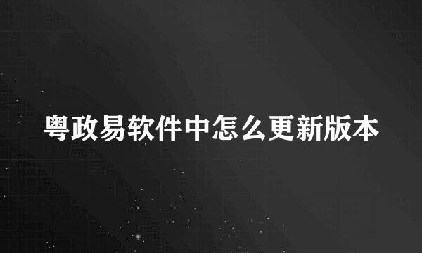 粤政易软件中怎么更新版本