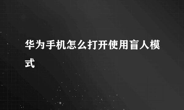 华为手机怎么打开使用盲人模式