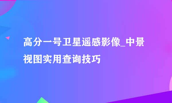 高分一号卫星遥感影像_中景视图实用查询技巧
