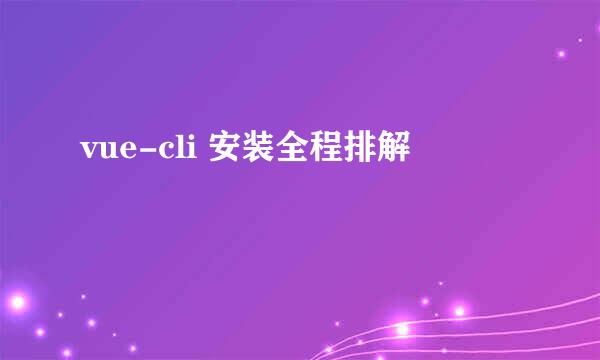 vue-cli 安装全程排解