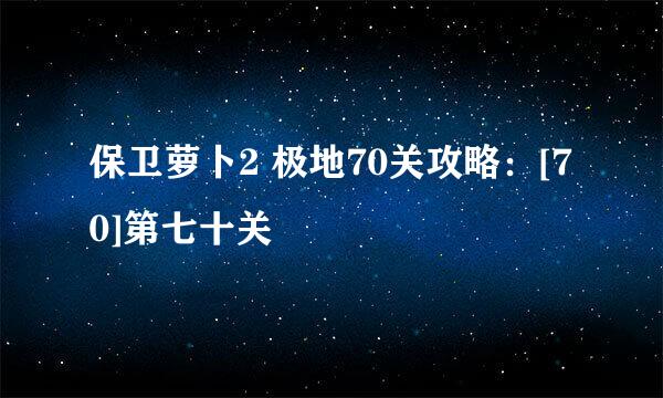 保卫萝卜2 极地70关攻略：[70]第七十关