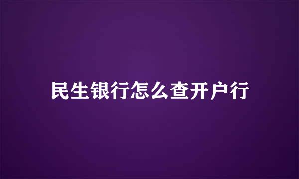 民生银行怎么查开户行