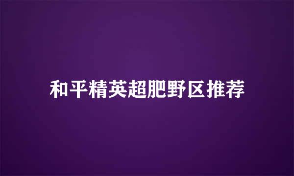 和平精英超肥野区推荐
