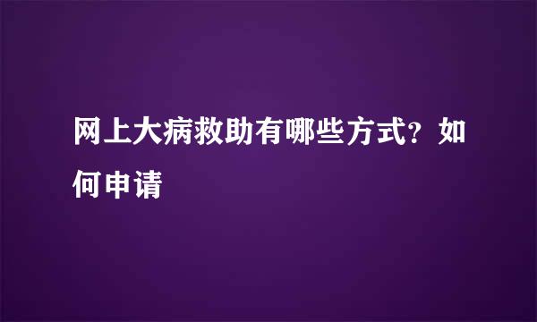 网上大病救助有哪些方式？如何申请