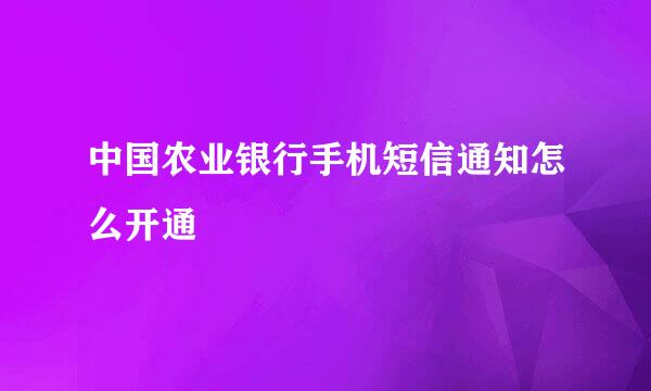 中国农业银行手机短信通知怎么开通