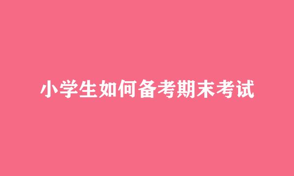 小学生如何备考期末考试
