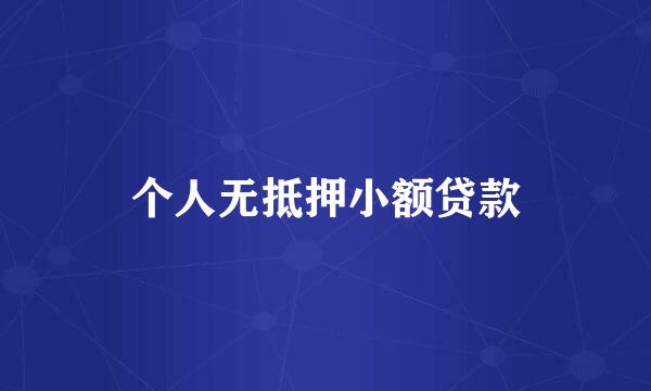 个人无抵押小额贷款