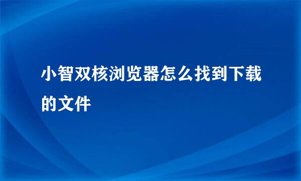 小智双核浏览器怎么找到下载的文件