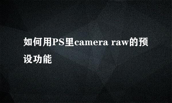 如何用PS里camera raw的预设功能