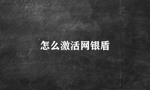 怎么激活网银盾