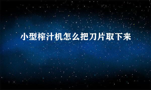 小型榨汁机怎么把刀片取下来