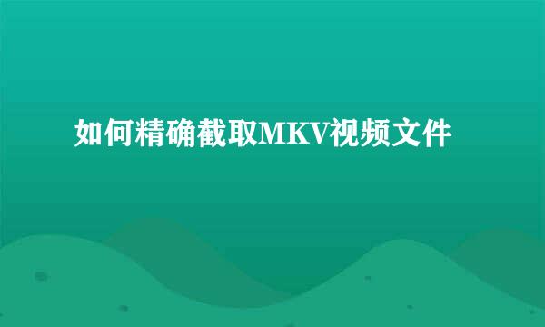 如何精确截取MKV视频文件
