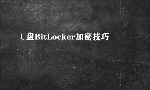 U盘BitLocker加密技巧