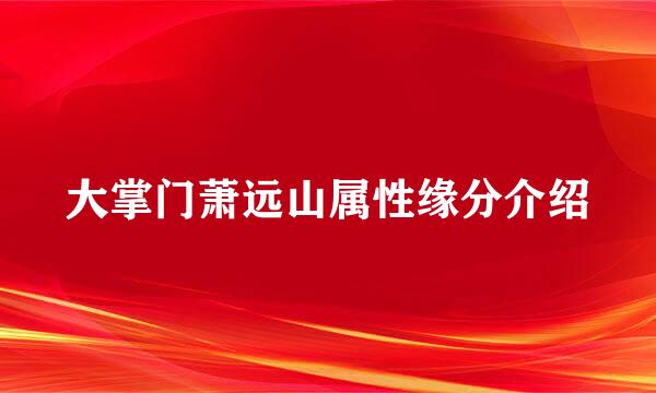 大掌门萧远山属性缘分介绍