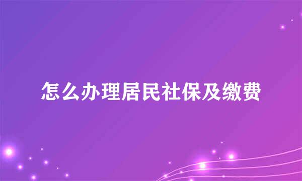 怎么办理居民社保及缴费