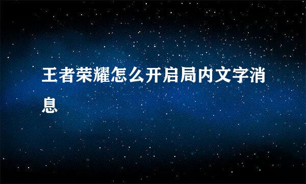 王者荣耀怎么开启局内文字消息