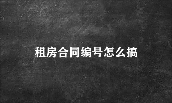 租房合同编号怎么搞