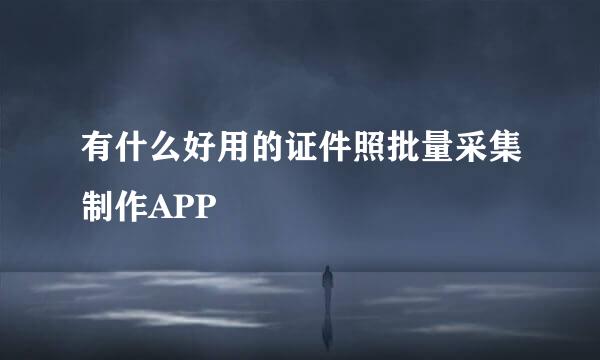 有什么好用的证件照批量采集制作APP