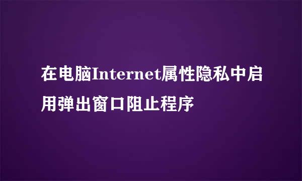 在电脑Internet属性隐私中启用弹出窗口阻止程序