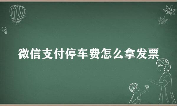 微信支付停车费怎么拿发票