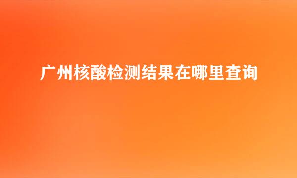 广州核酸检测结果在哪里查询