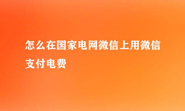 怎么在国家电网微信上用微信支付电费