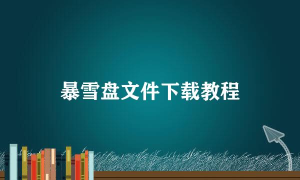 暴雪盘文件下载教程