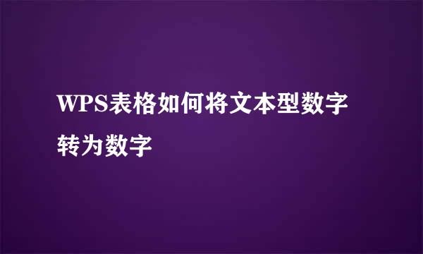 WPS表格如何将文本型数字转为数字