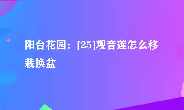 阳台花园：[25]观音莲怎么移栽换盆