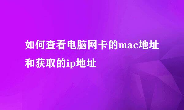 如何查看电脑网卡的mac地址和获取的ip地址
