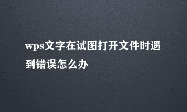 wps文字在试图打开文件时遇到错误怎么办