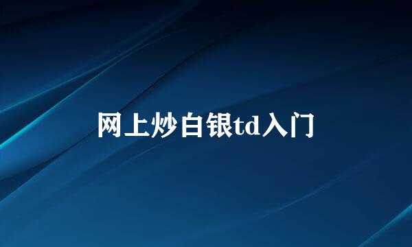 网上炒白银td入门