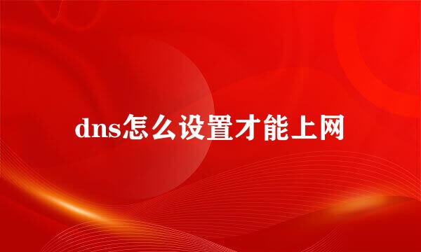 dns怎么设置才能上网
