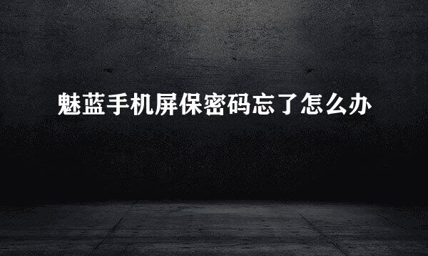 魅蓝手机屏保密码忘了怎么办
