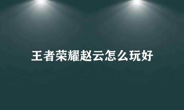 王者荣耀赵云怎么玩好