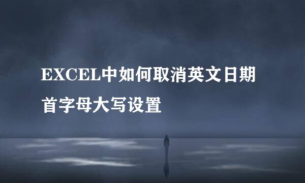 EXCEL中如何取消英文日期首字母大写设置